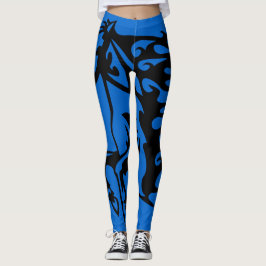 Velocity Blue Pony Horse Stallion Bronco Line Art Leggings