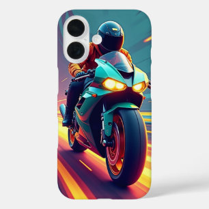 Velocity Rush: Neon Rider Telefoonhoesje iPhone 16 Hoesje