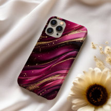Velours Royale Luxury Magenta Silk Marble Gold