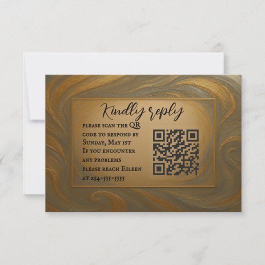 Velvet Alloy QR Code Wedding RSVP Kaart (Voorkant)