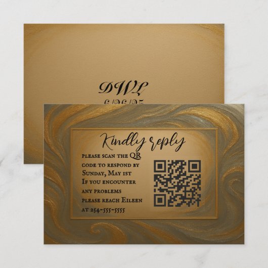 Velvet Alloy QR Code Wedding RSVP Kaart (Voorkant / Achterkant)
