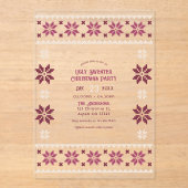 Velvet Berry Ugly Sweater Christmas Party Acryl Uitnodigingen (Voorkant)