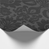 Velvet Black Damask Wrapping Paper Cadeaupapier (Hoek)