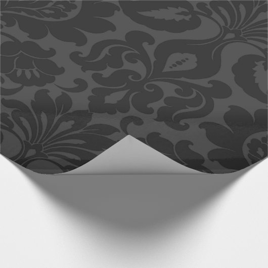 Velvet Black Damask Wrapping Paper Cadeaupapier (Hoek)