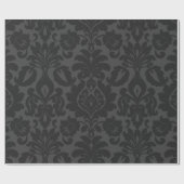 Velvet Black Damask Wrapping Paper Cadeaupapier (Vlak)