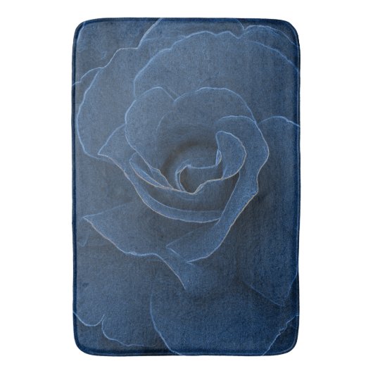 Velvet blue roos badmat (Voorkant Verticaal)