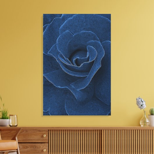 Velvet blue roos canvas afdruk (Insitu (Woonkamer))