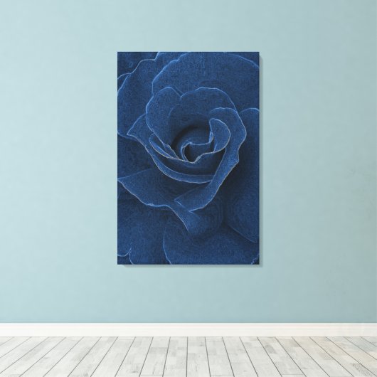 Velvet blue roos canvas afdruk (Insitu (Houten vloer))
