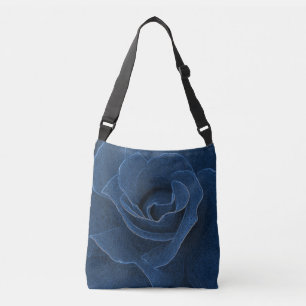 Velvet blue roos crossbody tas