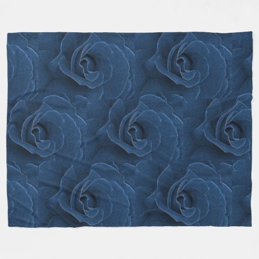 Velvet blue roos fleece deken (Voorkant (Horizontaal))