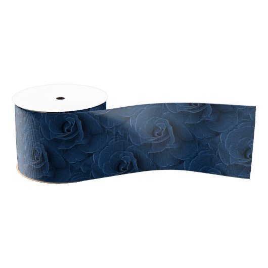 Velvet blue roos grosgrain lint (Spoel)
