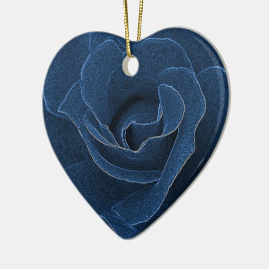 Velvet blue roos keramisch ornament (Links)