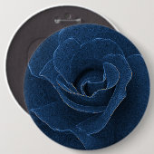 Velvet blue roos ronde button 6,0 cm (Voorkant /achterkant)