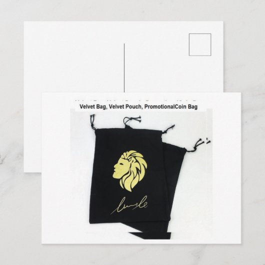 Velvet Coin Bag, Velvet Pouch, Logo printzakken Briefkaart (Voorkant / Achterkant)