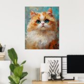 Velvet-Furred Persian Kitten Painting Poster (Thuiskantoor)