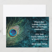 Velvet Green Peacock Birthday-uitnodigingen Kaart (Voorkant / Achterkant)