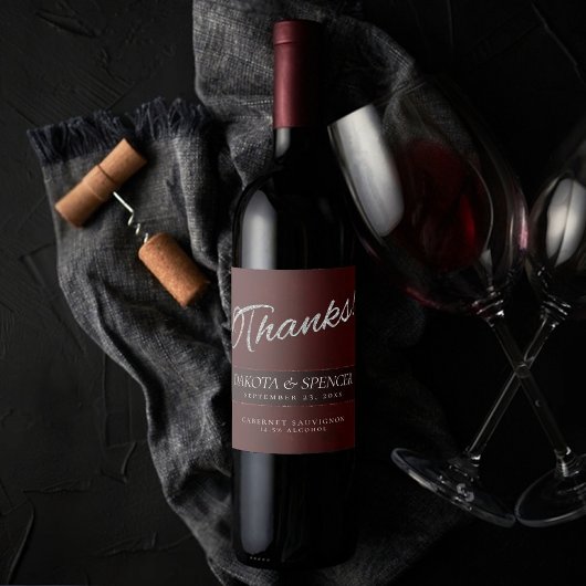 Velvet Henna Grunge | Deep Crimson Red Bedankt Wijn Etiket