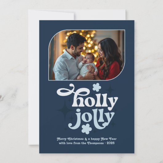 Velvet Ice Modern Blue Christmas Photo Feestdagenkaart (Voorkant)