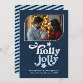Velvet Ice Modern Blue Christmas Photo Feestdagenkaart