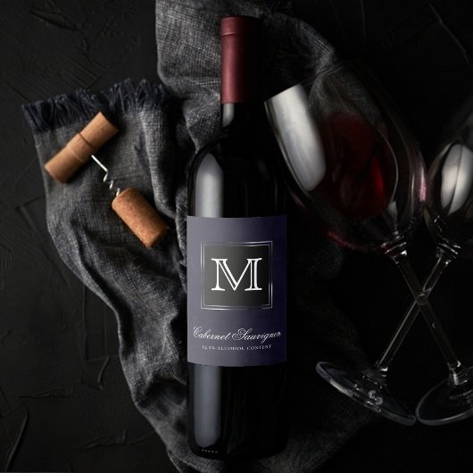 Velvet Indigo Grunge | Deep Midnight Paarse Custom Wijn Etiket