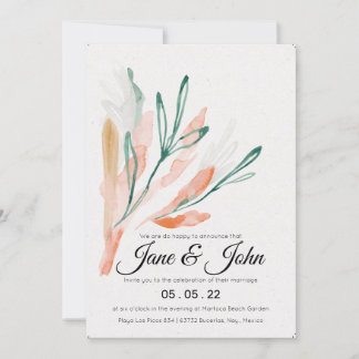 Velvet Jade Peach Foliage Wedding Kaart