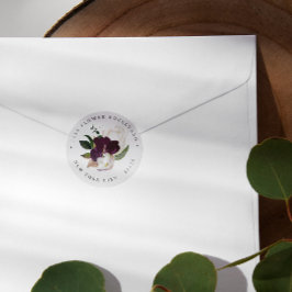 Velvet Magnolia Bouquet Botanical Return address Ronde Sticker
