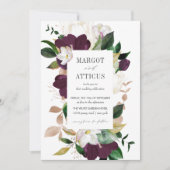 Velvet Magnolia en Ivory flower geometrische bruil Kaart (Voorkant)