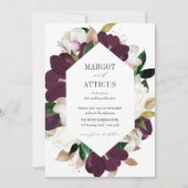 Velvet Magnolia en Ivory flower hexagon bruiloft Kaart (Voorkant)