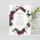 Velvet Magnolia en Ivory flower hexagon bruiloft Kaart (Staand voorkant)