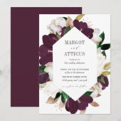 Velvet Magnolia en Ivory flower hexagon bruiloft Kaart (Voorkant / Achterkant)