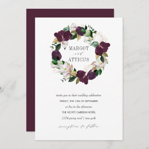 Velvet Magnolia en Ivory flower met bruiloft Kaart