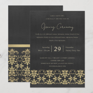 VELVET NAVY GOLD DAMASK GRAND OPENING CEREMONY KAART