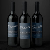 Velvet Navy Grunge | Deep Sapphire Blue Bedankt Wijn Etiket