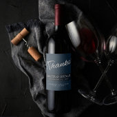 Velvet Navy Grunge | Deep Sapphire Blue Bedankt Wijn Etiket