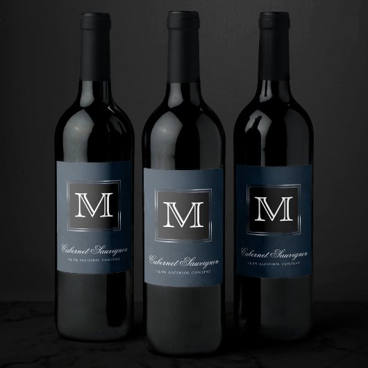 Velvet Navy Grunge | Deep Sapphire Blue Custom Wijn Etiket