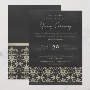 VELVET NAVY SILVER DAMASK GRAND OPENING CEREMONY KAART