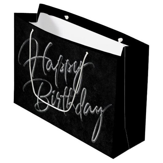 Velvet Onyx Grunge | Vampy Black Happy Birthday Groot Cadeauzakje (Voorkant Gekanteld)