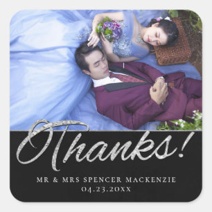 Velvet Onyx Grunge   Vampy Jet Zwarte Bedankt Foto Vierkante Sticker