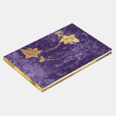 Velvet Paars Violet Grape Gold Floral Weddenschap Gastenboek (Hoek)