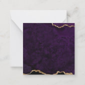 Velvet Paarse Gouden Agaat Geode Script Square 2 Notitiekaartje (Achterkant)