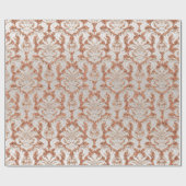 Velvet Peach Roos Gold Silver Damask Elegant Cadeaupapier (Vlak)