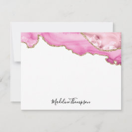 Velvet Pink Agate Geode Script Typography Notitiekaartje