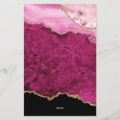 Velvet Pink Gold Agate Geode Script Typography Briefpapier (Achterkant)
