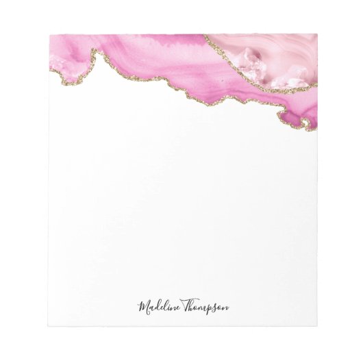 Velvet Pink Gold Agate Geode Script Typography Notitieblok (Voorkant)