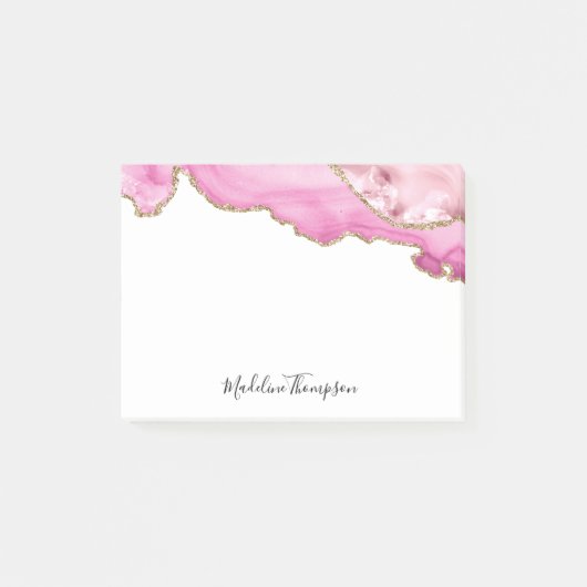 Velvet Pink Gold Agate Geode Script Typography Post-it® Notes (Voorkant)
