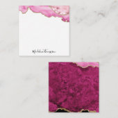 Velvet Pink Magenta Gold Agate Geode Script Square Notitiekaartje (Voorkant / Achterkant)
