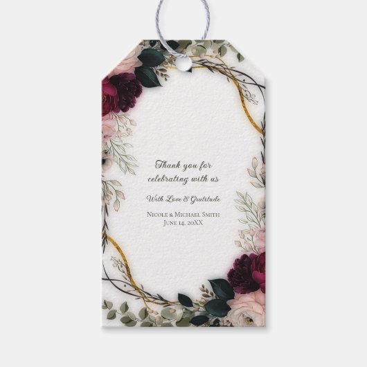 Velvet Plum Garden Floral Greenery Wedding  Cadeaulabel (Voorkant)