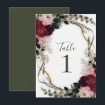 Velvet Plum Garden Floral Greenery Wedding  Kaart<br><div class="desc">Table Numbers. look for matching items in my store.</div>