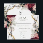 Velvet Plum Garden Floral Greenery Wedding  Kaart<br><div class="desc">RSVP</div>