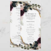 Velvet Plum Garden Floral Greenery Wedding Menu (Voorkant / Achterkant)